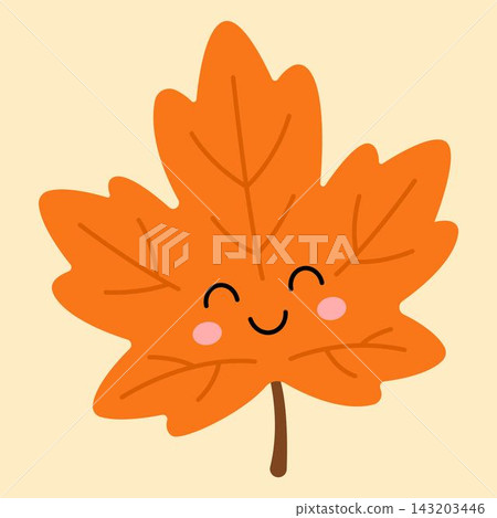 Cute Maple Leaf Clipart. Kawaii Autumn Leaf Character Cute Maple Leaf Clipart. Kawaii Autumn Leaf Character 143203446