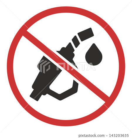 flat fuel crisis icon, sign indicating no fuel availability, out of fuel, fuel rationing symbol 143203635
