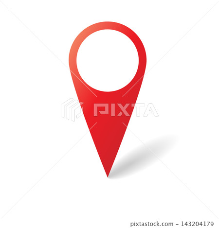 A red map pointer with a dropped shadow. It has a round opening at the top and is designed in a simple vector style. It can be used for location marking. A red map pointer with a dropped shadow. It has a round opening at the top and is designed in a simple vector style. It can be used for location marking. 143204179