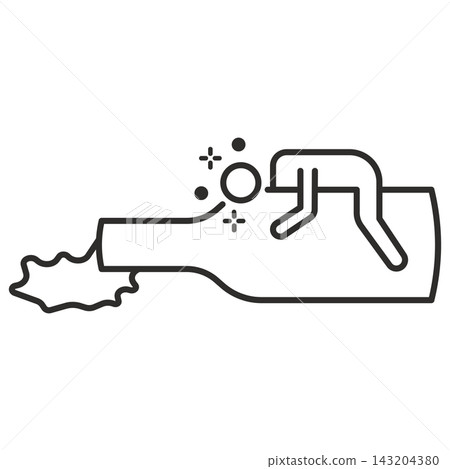Flat-style icon of a drunk person sleeping with a bottle of alcoholic beer 143204380