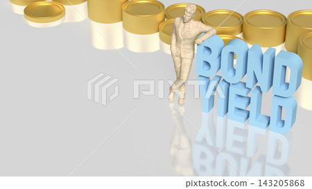 Business Investor Standing Beside Bond Yield and Gold Coins 3d render. Business Investor Standing Beside Bond Yield and Gold Coins 3d render. 143205868