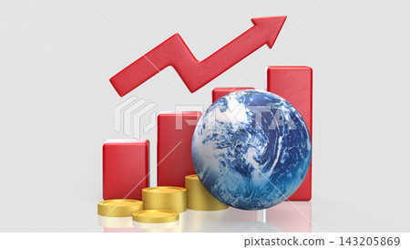 Global Economic Growth with a Rising Financial Chart 3d render. Global Economic Growth with a Rising Financial Chart 3d render. 143205869