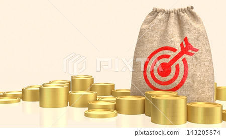 Achieving Financial Goals with a Money Bag and Coins 3d render. Achieving Financial Goals with a Money Bag and Coins 3d render. 143205874