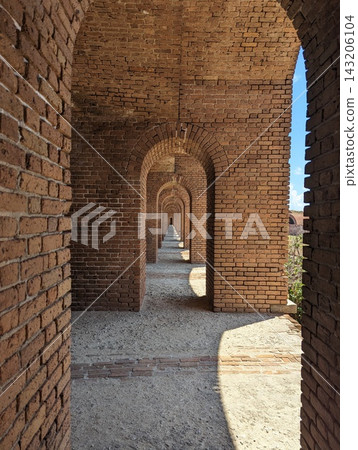 Brick Archways at Dry Tortugas National Park Creating a Repeating Pattern. Brick Archways at Dry Tortugas National Park Creating a Repeating Pattern. 143206104