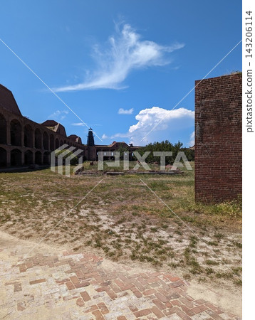Historic Fort Jefferson Ruins at Dry Tortugas National Park on a Sunny Day. Historic Fort Jefferson Ruins at Dry Tortugas National Park on a Sunny Day. 143206114