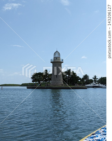 Historic Boca Chita Lighthouse Nestled in Tropical Scenery in Biscayne, Florida. Historic Boca Chita Lighthouse Nestled in Tropical Scenery in Biscayne, Florida. 143206127