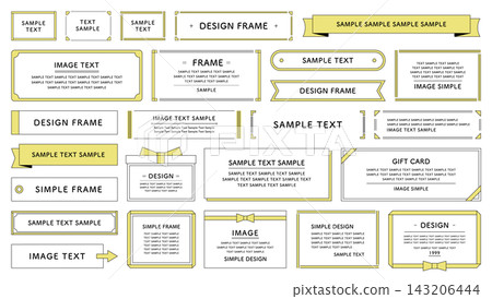 Simple frame set, ribbon design, illustration, vector, border, embellishment, parts, clean and neat. 143206444