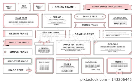 Simple frame set, ribbon design, illustration, vector, border, embellishment, parts, clean and neat. 143206445