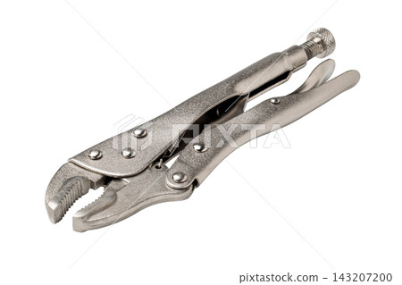PNG image of a cut-out silver grip pliers. PNG image of a cut-out silver grip pliers. 143207200
