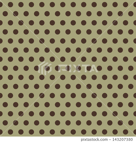 Korean-style autumn polka dot pattern. Khaki background with dark brown dots. Square background material. Green and brown. Korean-style autumn polka dot pattern. Khaki background with dark brown dots. Square background material. Green and brown. 143207380