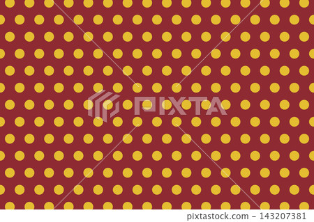 Autumn polka dot pattern, burgundy background with mustard dots, horizontal background material, red and yellow. Autumn polka dot pattern, burgundy background with mustard dots, horizontal background material, red and yellow. 143207381