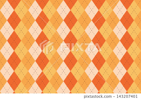 Autumn argyle pattern, orange and yellow diamond pattern, background material, horizontal. 143207401