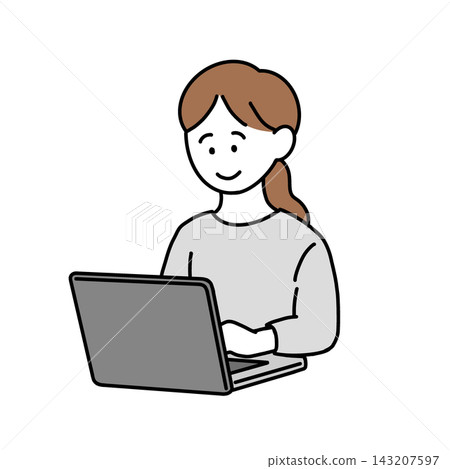 Woman working on a computer (transparent background) Woman working on a computer (transparent background) 143207597