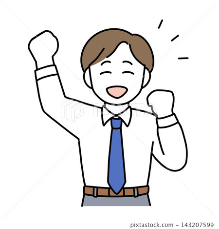 A male office worker making a victory pose (transparent background) A male office worker making a victory pose (transparent background) 143207599