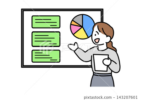 Female office worker giving a presentation (transparent background) 143207601