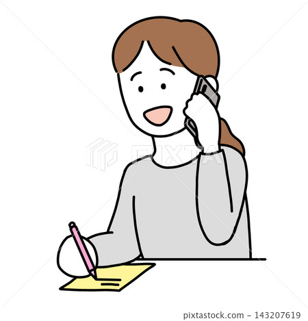 Female office worker answering the phone (transparent background) Female office worker answering the phone (transparent background) 143207619