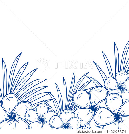 Tropical Plumeria Floral Border Tropical Plumeria Floral Border 143207874
