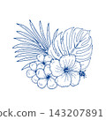 Tropical Flowers and Monstera Leaves 143207891
