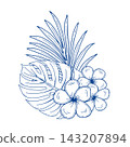 Tropical Leaves and Hibiscus Flowers 143207894