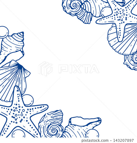Seashell Starfish Coastal Border Seashell Starfish Coastal Border 143207897