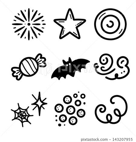 Halloween icon set outline coloring lineart layered isolated separated happy Halloween icon set outline coloring lineart layered isolated separated happy 143207955