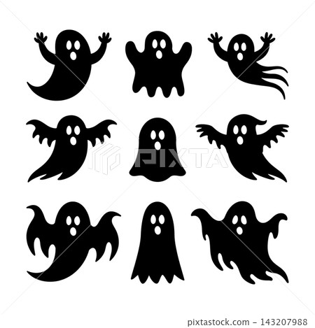 Scary ghost isolated outline lineart coloring set layered separated 143207988