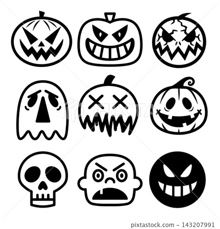 Scary halloween character lineart page show isolated coloring layered outline separated style Scary halloween character lineart page show isolated coloring layered outline separated style 143207991