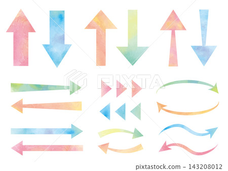 A set of lots of cute arrows with watercolor textures A set of lots of cute arrows with watercolor textures 143208012