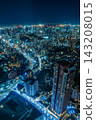 從東京城市景觀視角看到的六本木的燈光和夜景。 143208015
