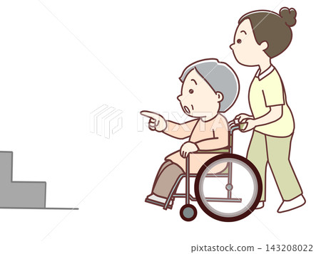 坐輪椅外出時,會遇到階梯和不平坦的路面。 坐輪椅外出時,會遇到階梯和不平坦的路面。 143208022