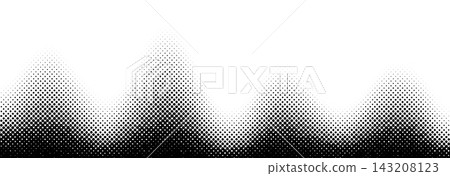 Halftone dissolving gradient wave background. Abstract curvy disappearing comic pop art texture. Curved gradation wallpaper. Retro dotted manga or anime style transition overlay. Vector backdrop Halftone dissolving gradient wave background. Abstract curvy disappearing comic pop art texture. Curved gradation wallpaper. Retro dotted manga or anime style transition overlay. Vector backdrop 143208123