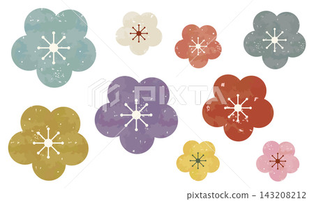 A set of colorful Japanese-style flowers 143208212