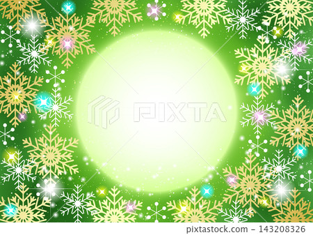 冬季背景插圖,可愛,閃亮,雪花,綠色 冬季背景插圖,可愛,閃亮,雪花,綠色 143208326