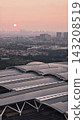 Vertical composition overlooking the sunset skyline of Guangzhou South Station 143208519