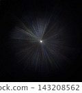 Radiant star light bursts with sparkling particle rays against deep black night sky background 143208562