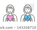 A young woman holding a heart: Love and heartbreak 143208710