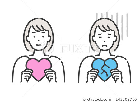 A young woman holding a heart: Love and heartbreak A young woman holding a heart: Love and heartbreak 143208710