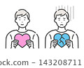 A young man holding a heart: Love and heartbreak 143208711