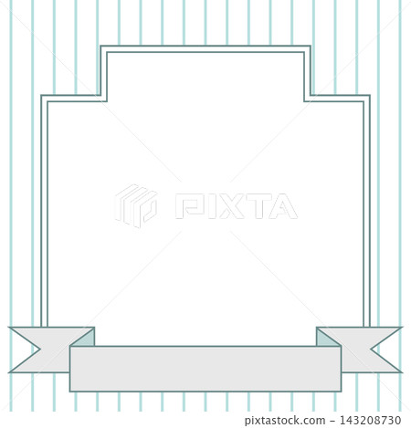 Square banner frame with ribbon, mint green striped background. Square banner frame with ribbon, mint green striped background. 143208730