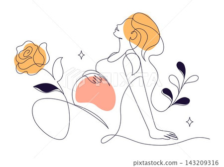 Pregnancy Vector Illustration featuring Pregnant Woman, Motherhood, Baby Care, Maternity Health and Family in a Flat Cartoon Style Pregnancy Vector Illustration featuring Pregnant Woman, Motherhood, Baby Care, Maternity Health and Family in a Flat Cartoon Style 143209316