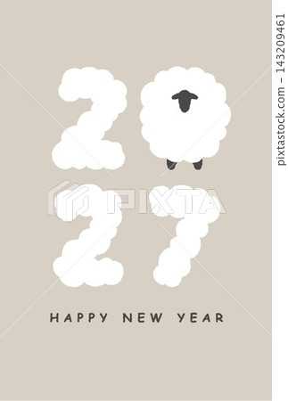 以2027年羊年為靈感的新年明信片設計 以2027年羊年為靈感的新年明信片設計 143209461