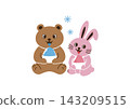 A bear and a rabbit eating shaved ice 143209515