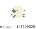 一隻可愛活潑的綿羊，有著黑色的臉和蓬鬆的皮毛。 143209626