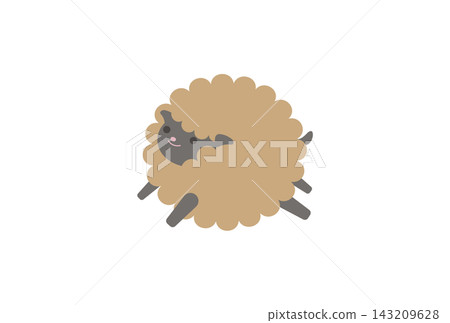 A cute, fluffy sheep with brown fur and big, round eyes that bounces around. 143209628