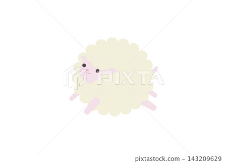 A cute, fluffy, bouncing sheep with a pink face and round silhouette. A cute, fluffy, bouncing sheep with a pink face and round silhouette. 143209629