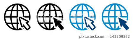 Internet Icon: Simple Design Material of a Globe and Cursor for Web Access Internet Icon: Simple Design Material of a Globe and Cursor for Web Access 143209852