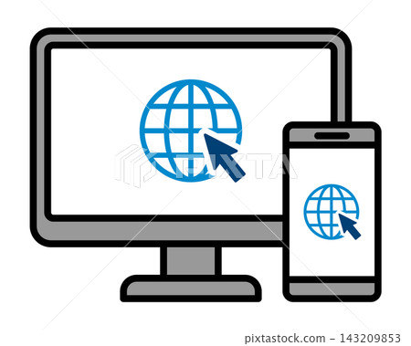 Internet access icons for PCs and smartphones - Multi-device compatible design assets 143209853