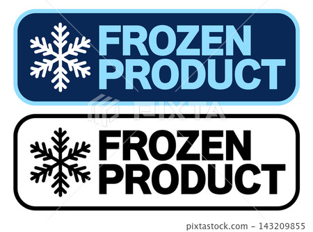 Frozen food labels: FROZEN PRODUCT - horizontal design elements in color and monochrome. Frozen food labels: FROZEN PRODUCT - horizontal design elements in color and monochrome. 143209855