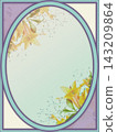 Antique-style background material featuring window frames and flowers. 143209864