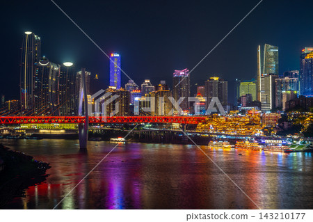 Hongyadong and the cluster of skyscrapers in the night view of Chongqing, China Hongyadong and the cluster of skyscrapers in the night view of Chongqing, China 143210177